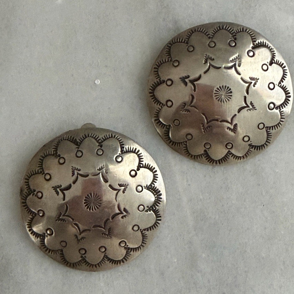 Everette and Mary Teller SS Native American Concho Earrings